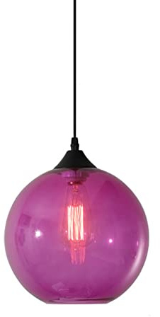 S-Cevada Einfache Glaskugel Pendelleuchte, Industrial Vintage E27 Loft Bar Hängelampe, 1-Flammiger Mini Globus Deckenleuchter für Küche Esszimmer Schlafzimmer (Violett)