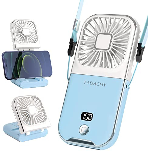 FADACHY Handheld Portable Fan - 4 Speeds 3000mAh Rechargeable Battery, USB Powered Mini Electric Fan for Travel, Office, Desk & Outdoor Use
