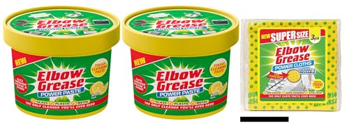 2X Elbow Grease All Purpose Power Paste, 2X 350 G – Powerful Cleaning Formula for Kitchen, Bathroom, Multi- Surfaces - with 1 Pack Elbow Grease Power Cloth