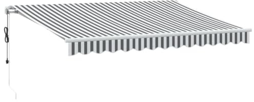 vidaXL Markis automatiskt infällbar antracit&vit 350x250 cm