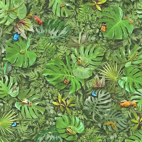 Sol Vinyle Textile - Relief 3D - Imprimé Faune et Flore Tropicale - Rouleau de 2m x 2m