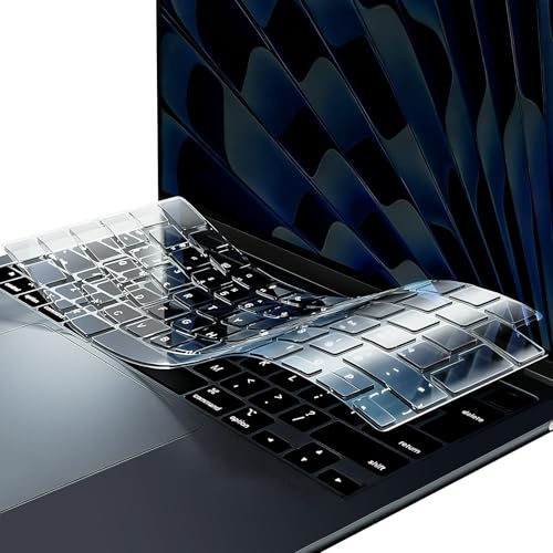 Keyboard Cover Protector for MacBook Air 13 Air 15 Pro 14 Pro 16 M4 M3 M2 Chip Ultra Thin Skin ISO UK Layout Clear Waterproof Dustproof TPU Clear Keyboard Cover Skin Film