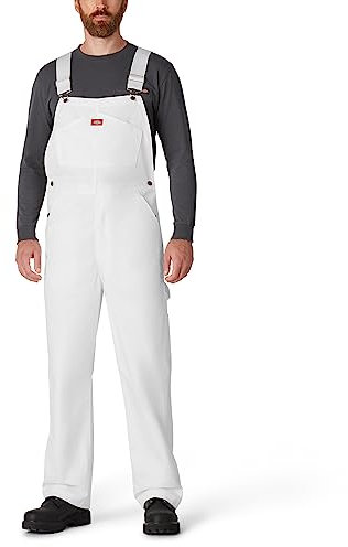 Dickies Men's Painters Bib Overall, White, 34W x 30L