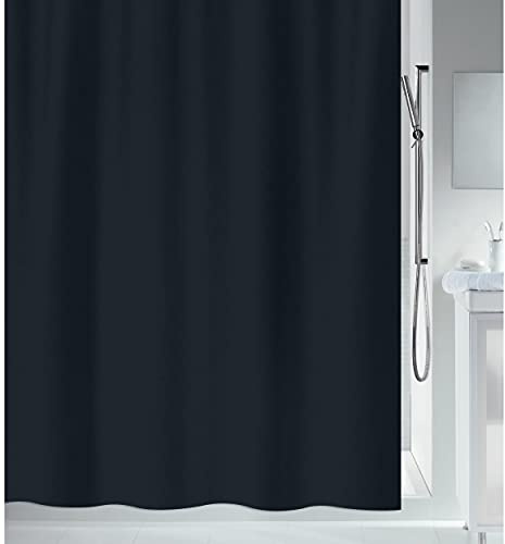 Spirella Primo svart textil polyester duschdraperi, 180 x 200 cm, svart