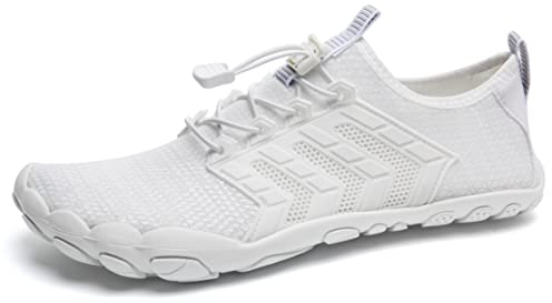 IceUnicorn Barfuss Schuhe Damen Walkingschuhe Barfußschuhe Herren Anfänger Bequeme Atmungsaktiv Gesunde (15#Weiß, 38EU)