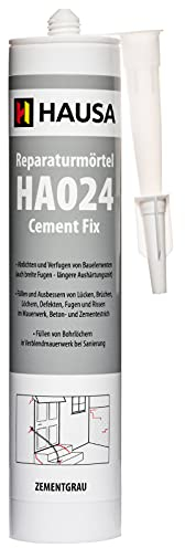 HAUSA Reparatur-Mörtel Cement Fix HA024 310ml zementgrau gebrauchsfertiger Fugenmörtel zum Verfugen Füllen Ausbessern von Fugen Brüchen Rissen, Express Zement für Innen & Außen, Dichtmasse