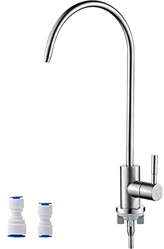 Ibergrif M22301A Drinking Water Filter Kitchen Tap,304 Stainless Steel Modern Single Lever Home Water Filter Faucet for UK, 360° Swivel, Reverse Osmosis Faucet with 2 Tap Adapter, Silver