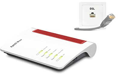 FRITZ!Box 7510 (Wi-Fi 6 DSL-Router (WLAN AX), bis zu 600 MBit/s (2,4 GHz), VDSL-Supervectoring 35b bis zu 300 MBit/s, WLAN Mesh, DECT-Basis, Media Server, geeignet für Deutschland)