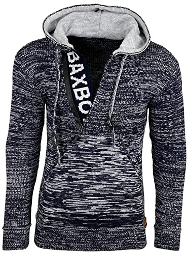Subliminal Mode Pull Homme en Maille à Capuche Col Zippé - Style Basique - Pull Grosse Maille - Pull Over Tricoté Hiver Manches Longues - Idée Cadeau BX277