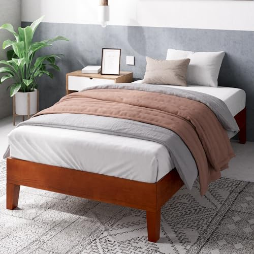 Zinus Marco de Cama de Madera Wen Deluxe, 30 cm Alto, Marco de Madera Maciza, Soporte de Láminas de Madera, Fácil Montaje, 90 x 190 cm