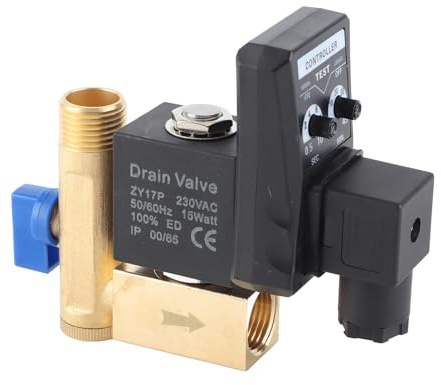 Válvula de Drenaje Temporizada Electrónica Automática y Confiable para la Gestión de Condensados ​​de Compresores de Aire: Tiempo de Apertura y Cierre Ajustable, Menos (230V)