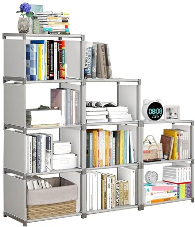 ASelected Portable Fabric 9 Cube Bookcase - Under Stairs Storage Units for Living Room, Bedroom - Books, Toys, Clothes, Tools