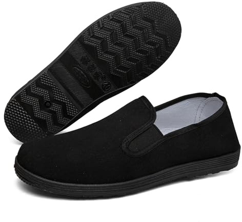 Tai Chi Chinese Old Beijing Martial Arts Cloth Kung Fu Shoes - Canvas Loafers Unisex, Black, 11 Women/10 Men