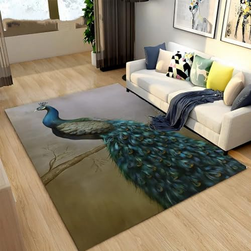 Kinderteppich Pfau-Vogel-Tier-Cartoon-Vogel - Kurzflor Teppich Kinderzimmer Spielteppich Antiallergen Und Extra Weich - Babyzimmer Teppiche Für Junge Und Mädchen Babyteppich 200 X 300 cm -9G3K/O9N4-0
