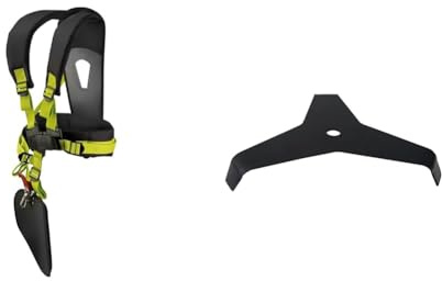Ryobi 5132002706 Harnais pour débroussailleuse RAC138, Noir & Greenstar - Lame 3 Dents - Spéciale Ronces - Adaptable pour Débroussailleuse - Coupe De 300 mm, Alésage 25,4 mm
