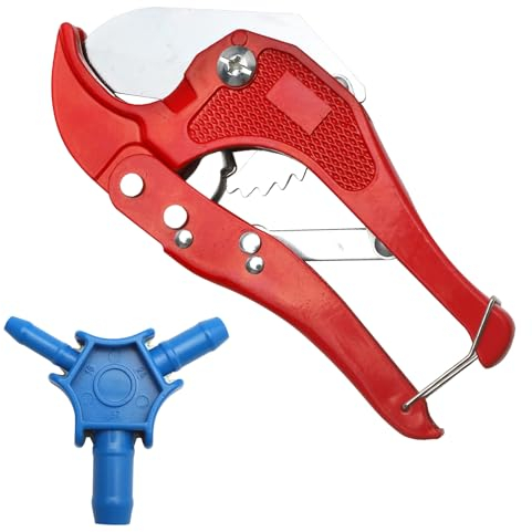 TNSLAND Tagliatubi per Tubi Compositi + Calibratore Svasatore Strumento per Tubi in PVC e Tubi Tagliatubi Multistrato Tagliatubi PVC Diametro Massimo 42 mm + Svasatore Multistrato Blu 16 20 26 mm