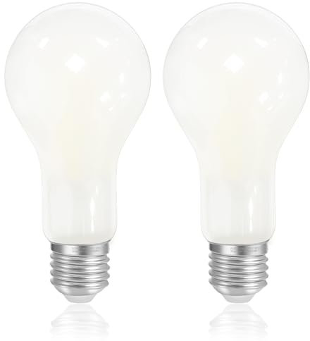 FLSNT Lampadina E27 bianca fredda 200 W equivalente, 18 W A70 Lampadina a basso consumo 3000 lm, super luminosa, design 5000 K, bianco freddo, non dimmerabile, confezione da 2