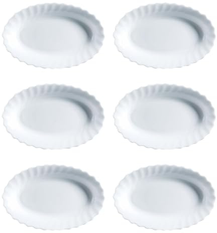 Luminarc 6 Fuente Oval Trianon de Opal 22cm | Blanco, Opal, forma oval, acabado brillo, 22cm