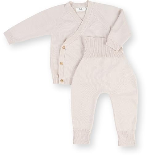 Livella | Conjunto de Bebé de 100% Lana Merino (Chaqueta y Pantalón) – Color Crema (Talla 62-74) – Diseño Evolutivo, OEKO-TEX, Transpirable y Lavable a Máquina