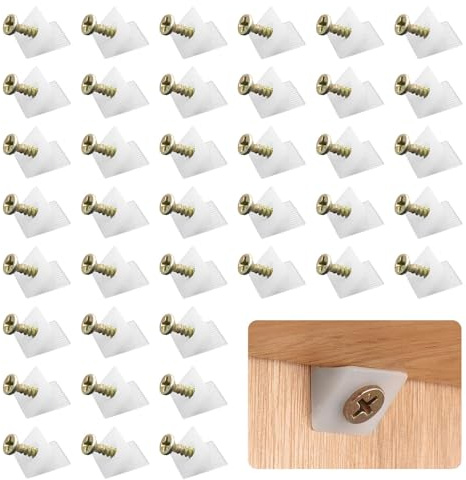 40Pcs Drawer Repair Kit, Drawer Supports Drawer Bottom Sagging Repair Fix Mending Wedges, Drawer Repair Kit with Screws Plastic Corner Brace Angle Code Bracket Fastener with Screws for Furniture