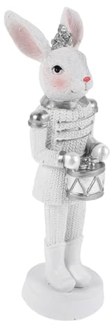 HAMPPLIES Statuina Coniglio Schiaccianoci Pasquale in Resina 17 Cm, Decorazione Primaverile per Tavolo e Festa, Bomboniera Coniglio per Arredamento Casa