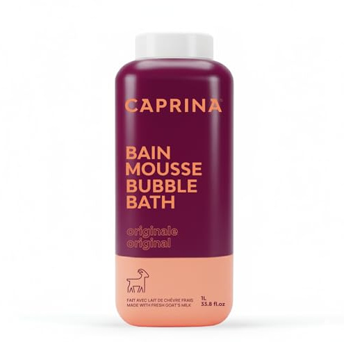 Caprina by Canus Legendary Bubble Bath with Fresh Canadian Goat Milk Gentle Soap Moisturizing Vitamin A, B2, B3 & More, Red, Original, 27.1 Fl Oz