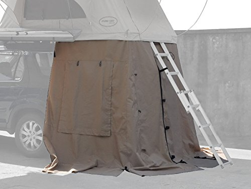 Prime Tech | Vorzelt für Autodachzelt Wasteland | 140x120x200 cm | Zelt-Erweiterung in Beige | Schneller Aufbau | Wetter- & Sichtschutz | Zusätzlicher Raum unter Dachzelt | Camping-Zubehör