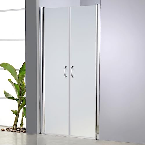 BIJON Duschtür 100 cm - Verstellbar von 98-103cm, Höhe: 195 cm, Duschtür Nische aus 6mm Sicherheits-GLAS, NANO, Milchglas - Nischentür, Duschtüre, Duschabtrennung, Pendeltür