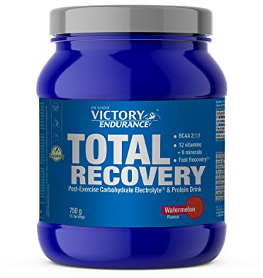 VICTORY ENDURANCE Total Recovery (750g) Sabor Sandía, Preparado Bebida Post-Entreno de Carbohidratos Electrolitos y Proteínas, Con BCAA 2:1:1, 12 Vitaminas y 9 Minerales, Recuperación Rápida