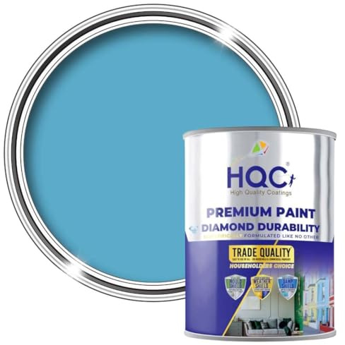 HQC Weather Shield Pale Blue Smooth Masonry Paint | 1L in 30+ Colours | Storm Proof, Scrub Resistance & Waterproof | Weatherproof Technology Designed with Acrylic Resin for Ultimate Protection