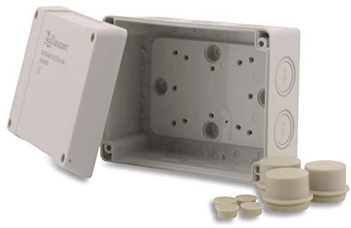 BOXEXPERT Abzweigdose 125x167x82mm IP66 Serie Hanse Kunststoff Außenverteilerdose ABS Wandgehäuse staubdicht wasserdicht RAL7035 Elektroinstallation Box