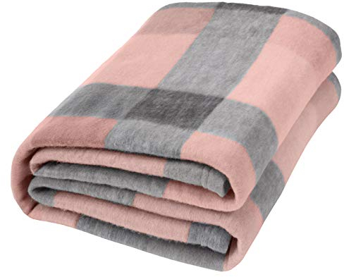 Dreamscene Blush Winter Check Fleece Blanket Super Soft Warm Cosy Sofa Bed Picnic Garden Throw Over, Plaid Tartan Pink Grey - 120 x 150cm
