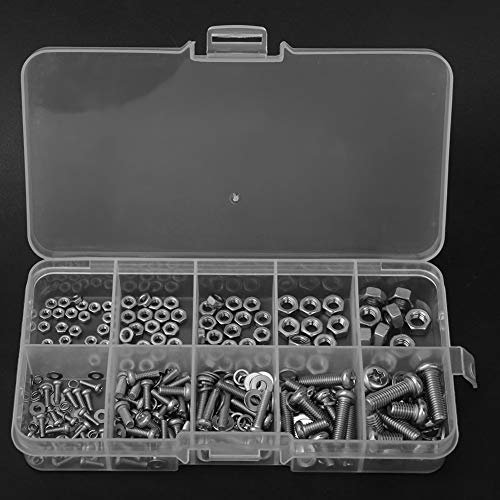 Bolt Nut Gasket Set, 240 Pcs Cross Bolt Stainless Steel Bolt Set M2 M2.5 M3 M4 M5 Stainless Steel Fastening Tool Set with Box, for electronic and woodworking