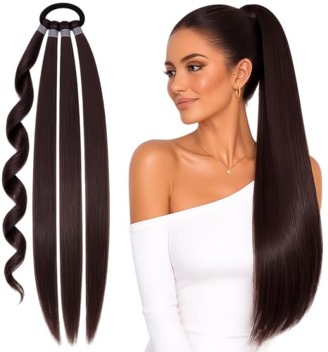 CAISHA 75 cm hårförlängningar smidig hårförlängning hårstycke brun HEZ109