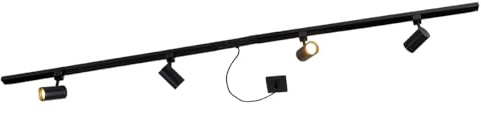 Qazqa Modern Schienensystem Lampen Komplettset, Schienenbeleuchtung, Deckenstrahler, Deckenspot - Jeana - Schwarz, 4-flammig, 200cm, Ideal als Flur, Küche lampe, Wohnzimmerlampe und Schlafzimmerlampe