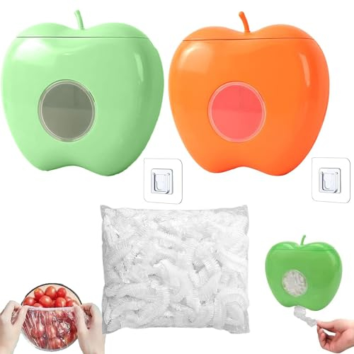 2pcs Scatola Pellicola Trasparente,100 Pezzi Sacchetti Alimenti,Scatola Portaoggetti Pellicola Trasparente,Scatola Portaoggetti Sacchetti Freschi,Dispenser Sacchetti Salvafreschezza