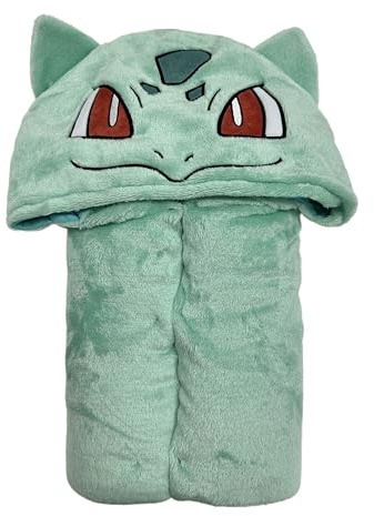 Homadict Pokémon huvtröja pläd - bulbisarr - 120 x 150 cm - mjuk och bekväm - officiell licens