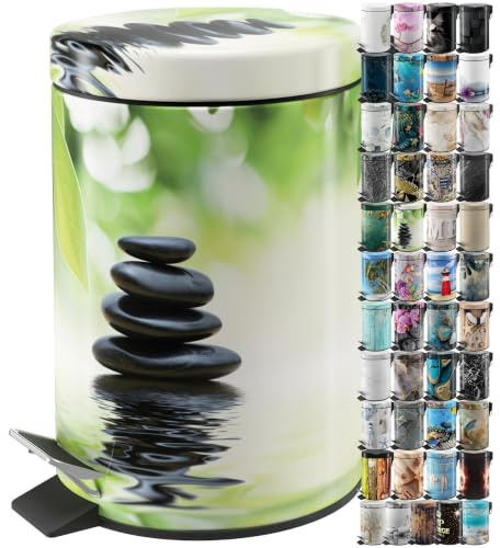 Sanilo Poubelle de Salle de Bain 3L avec système d’abaissement automatique, Nombreuses nouvelles Poubelles à Cosmétiques au choix, Poubelle avec seau intérieur (Harmony)