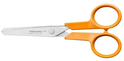 Fiskars Classic Paper Scissors, Right-Handed and Left-Handed | Total Length: 13 cm, Improved Handle ergonomics, Stainless Steel Blade/Plastic Handles, Orange, 1075063