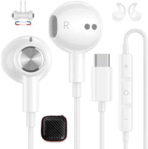 ACAGET Écouteur USB C Magnétique pour iPhone 17e 17 16 15 Pro Max Pixel 10a | Casque USB-C HiFi Stéréo Écouteurs pour Samsung A16 A17 A56 A26 A57 A37 S26 Ultra Écouteurs In-Ear avec fil pour OnePlus 15R