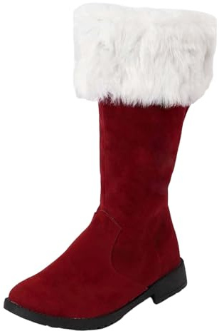 Générique Stivali Donna e Uomo di Babbo Natale Antiscivolo con Cerniera Laterale Stivale di Natale in Peluche Caldo Stivaletti Metà Alta Confortevole Stivali di Natale Morbidi per il periodo di Natale