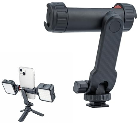 1Pc Tripod Phone Mount, 360° Rotates and 180° Tilts Adjustable Cell Phone Clamp Holder, Universal Smartphone Mount Adapter with 2 Cold Shoe and 1/4 Screw for Enhancing Mobile Photography Setup