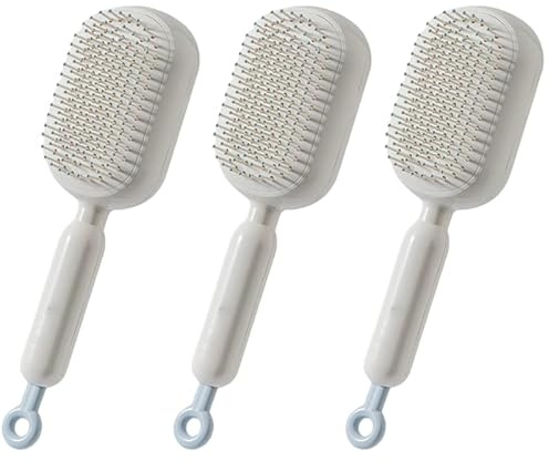Brosse à cheveux rétractable pour femme – Peigne de massage rembourré pour coussin gonflable, brosse volumisante pour soins du cuir chevelu, design compact et portable pour dortoir et voyage (3, blanc