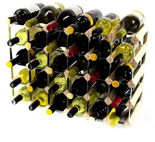 Classic 30 (6x4) Bottle Pine Wood and galvanised Metal Wine Rack