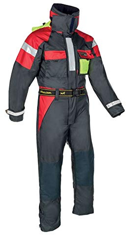 Mullion New Aquafloat Superior, Schwimmanzug in Blau-Rot-Gelb, ISO 15027-1 Class D, ISO 12402-5/6, EN 343 Class 3-1, Auftrieb 74N(L), S-3XL
