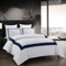 OSVINO Copripiumino Matrimoniale 240x220 cm e 2 Federe 50x75 Biancheria da Letto Bianco e Blu Microfibra Set Copripiumino Hotel Stripe Morbida Confortevole