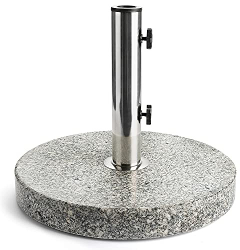 CHRISTOW Parasol Base Granite 22kg Round Garden Umbrella Stand Holder Weight (35mm, 38mm, 48mm Adaptor)