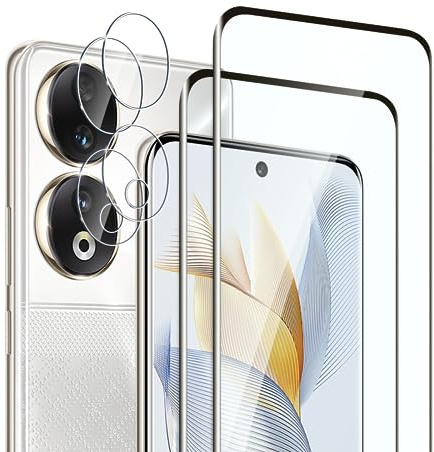 Fyqzio [2+2 pezzi Vetro Temperato Compatibile con honor 90 e Fotocamera Pellicola Protettiva,Senza Bolle,Durezza 9H,Anti-Graffio,Copertura completa 3D,HD Protezione Schermo