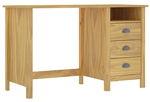 LAPOOH Schreibtisch mit 3 Schubladen, Pc Tisch, Computertisch, Bürotisch, Nähtisch, Gaming Tisch, Computer Desk, Office Desk, 120×50×74 cm Massivholz Kiefer
