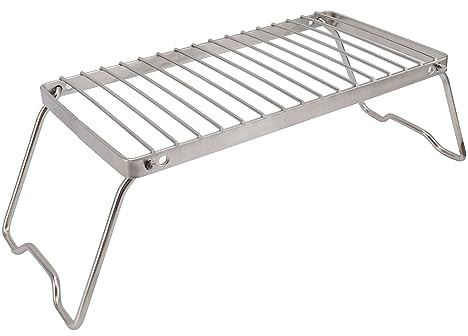 Stainless Steel Folding Camping Grate with Adjustable Height, Thicker Camp Fire Cooking Racks, Draining Backpacking Grill for Outdoor, Long Lasting Performance